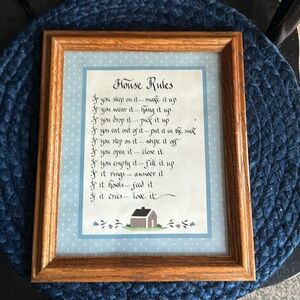 Home Rules Matted in oak Frame
